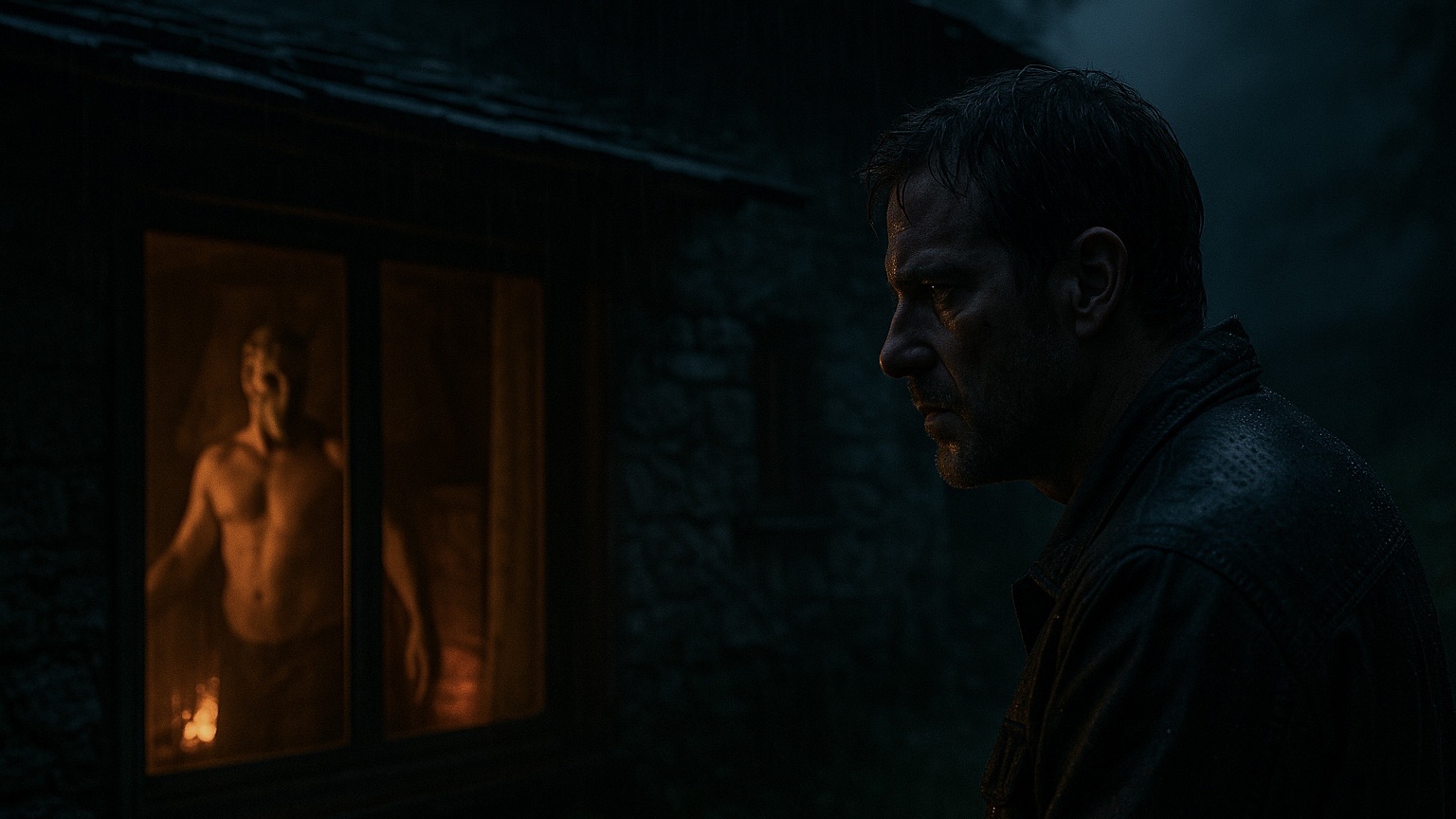 EXT MOUNTAIN CABIN - NIGHT